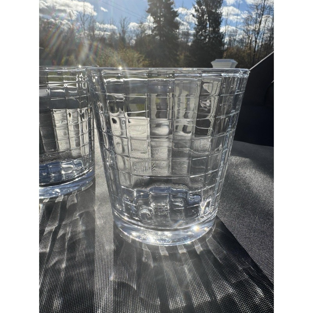 VTG Pasabahce Grid Pattern Whiskey Glasses – Set of 4 – 4" DOF Tumblers 80s-90s
